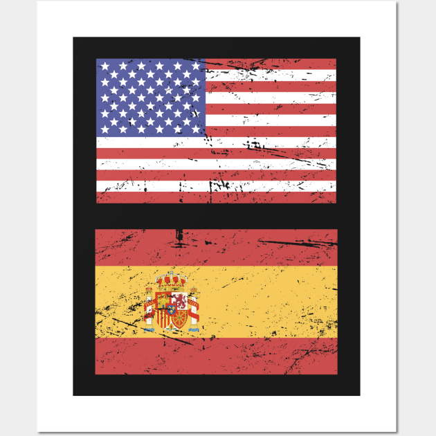 United States Flag & Spain Flag Wall Art by MeatMan